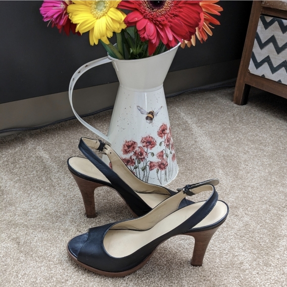 Faith Open Toe Sling Back Shoes, Black, Size 7/7.5 - Picture 11 of 15